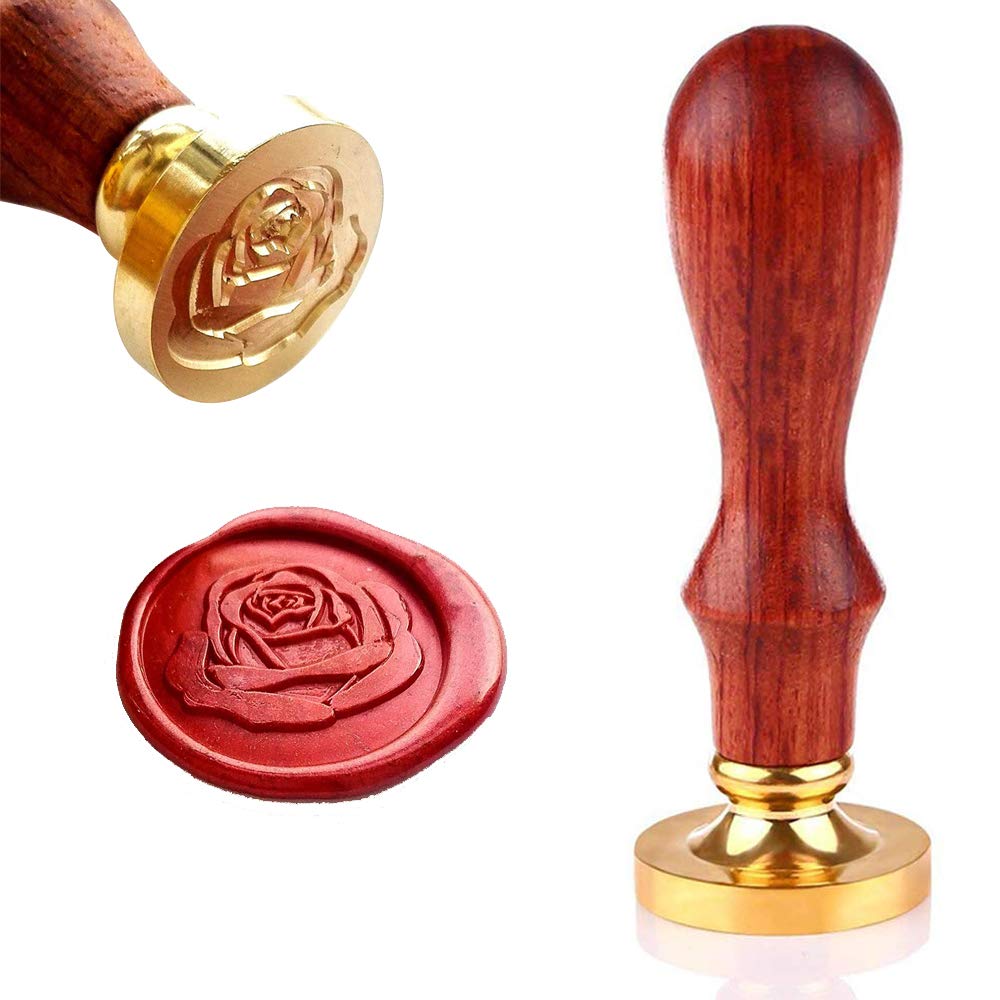 Winnsty Rose Wax Seal Stamp, Copper & Rosewood, 1 Inch, Removable, Classic Initial Stamp for Envelopes, Invitations, Wine Packages & More-image-8