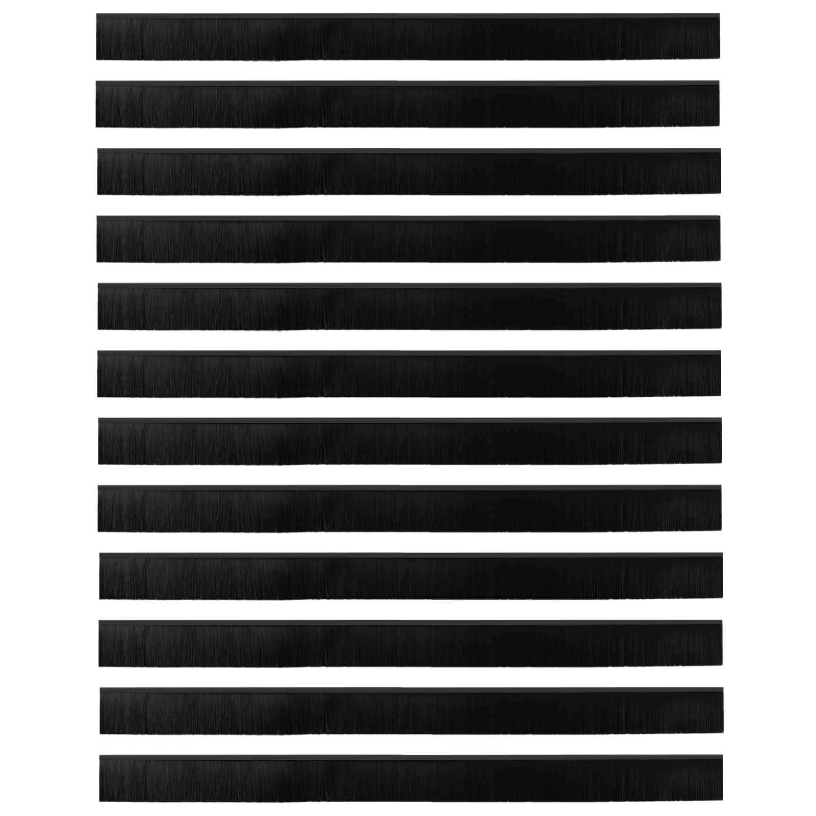 Burlete de cepillo de puerta autoadhesivo 12 unidades 100 cm negro burlete para puertas interiores burlete cepillo de corte de aluminio