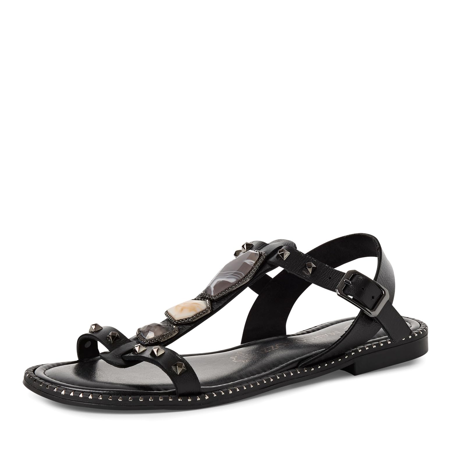 MARCO TOZZI Women's Sandal Leather Elegant sandal with block heel, black (BLACK), 8.5 UK