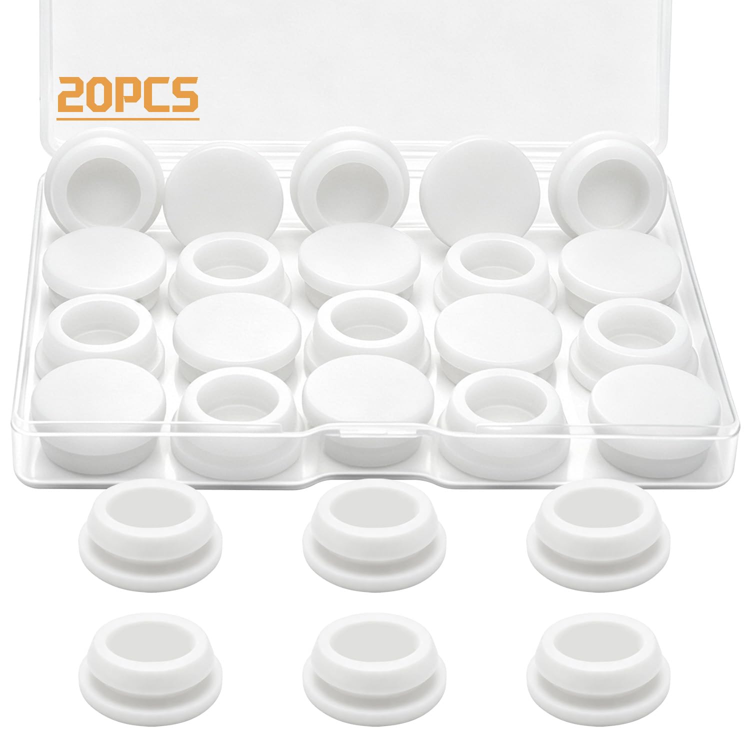 20PCS 16mm White Hole Plugs, 5/8inch Silicone Plugs Screw Hole Plugs DD044-16W