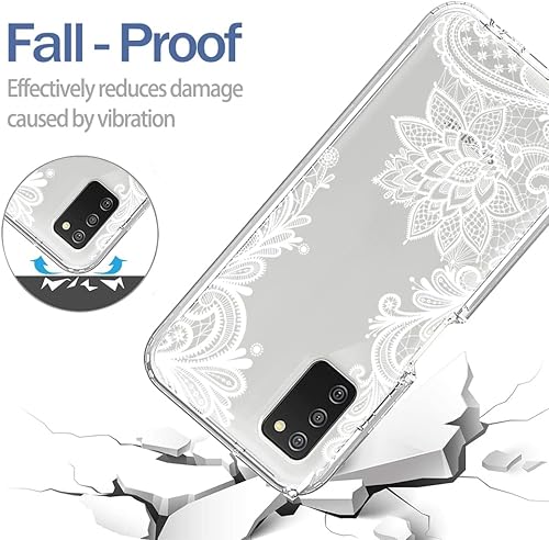 Miniatura 7 de Funda para teléfono Galaxy A03S, Samsung A03S SM-A037U con protector de pantalla de vidrio templado, bonito patrón floral transparente de cuerpo