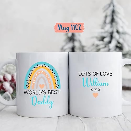 Miniatura 4 de World's Best Daddy Mug, Personalized Gifts from Son Daughter, Rainbow Mugs For Dad, Custom Lots Of Love Coffee Mug With Name Gift for Daddy Papa