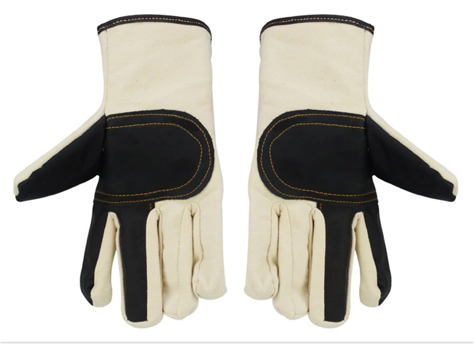Générique 10 paires de gants de soudage en toile - Paume et doigts renforcés en cuir de vachette, doublure épaisse, résistants à l'usure et antidérapants(Black)