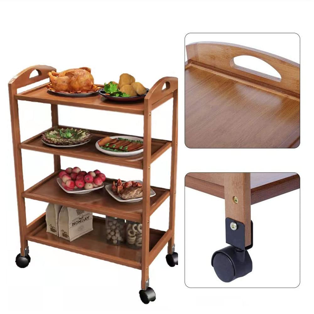 Buy LINGWEI Woooden Kitchen Trolly Cart with Movable Wheels Food