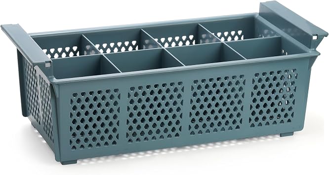 Nicunom Large Flatware Rack, 16" Plastic Cutlery Basket 8-Slot Silverware Organizer for Knives, Forks, Spoons, Utensils, Flatware Dishwasher Basket for Kitchen Restaurant Camping RV