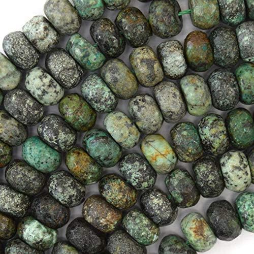 Miniatura 1 de Hilo de cuentas naturales de 13 pulgadas de cuentas de piedras preciosas de turquesa africana rondelle facetadas de 0.394 in para joyas de bricolaje