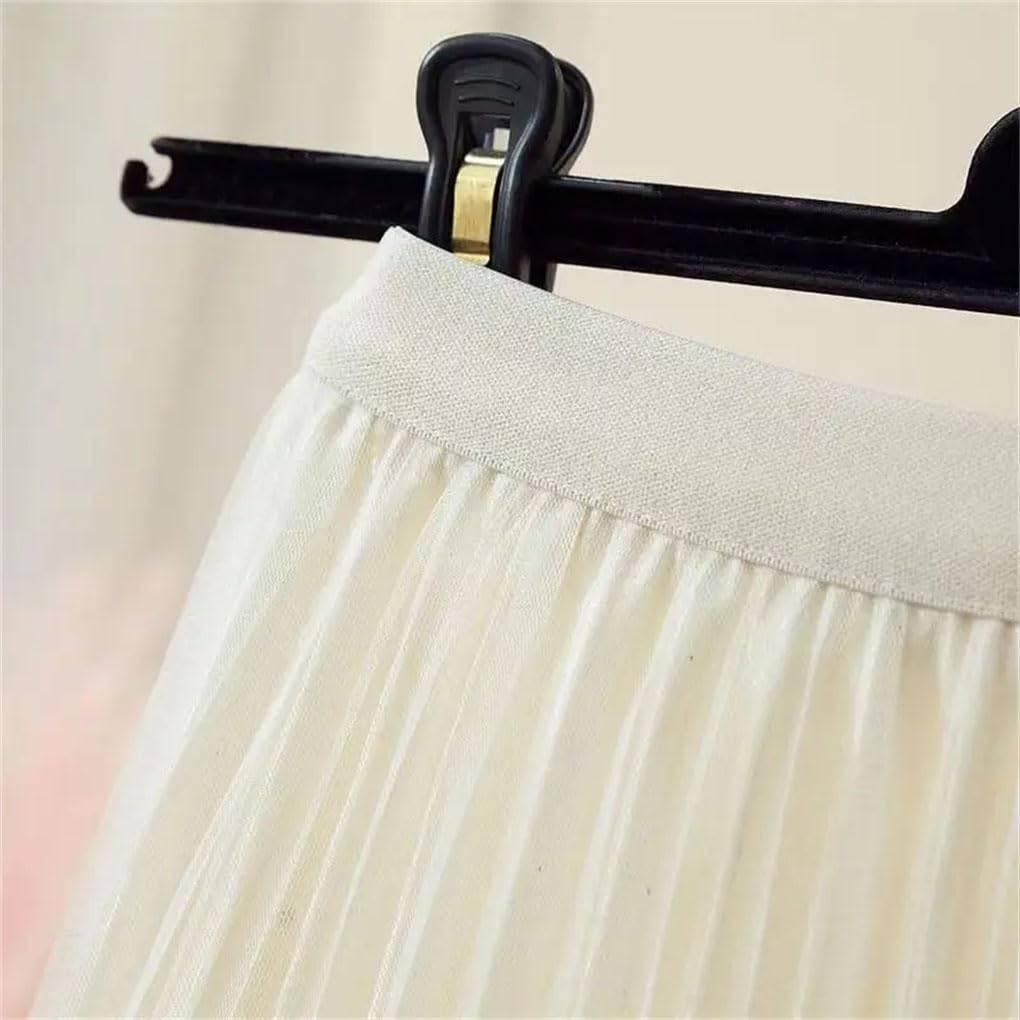 Falda larga de malla plisada degradada para mujer, cintura alta, casual, acampanada, para fiesta