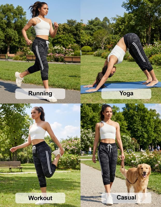 SPECIALMAGIC Women's Capri Pants Cropped Joggers with Pockets Elastic Waist Drawstring Capri Sweatpants - Image 6