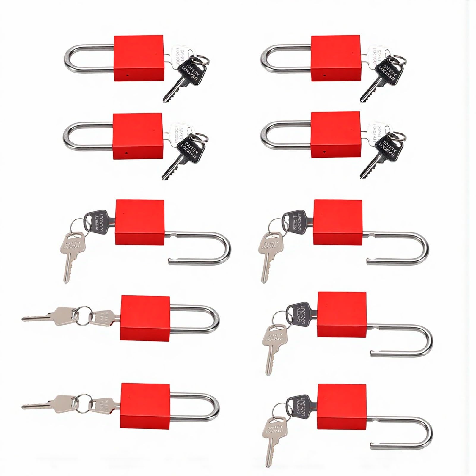 Cocoarm Candado de Seguridad de Aluminio con Bloqueo y Etiquetado, 10 Juegos con 2 Llaves Cada, Grillete de 38 Mm, Grillete Endurecido con Resorte de 6 Mm de Diámetro para Trabajadores de