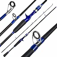 VARA DE PESCA PARA CARRETILHA CMIK EM CARBONO AZUL 6'0" (1,80M) 15-35LB - 2 PARTES - REFORCADA - PEIXES MEDIOS - ISCA ARTIFICIAL