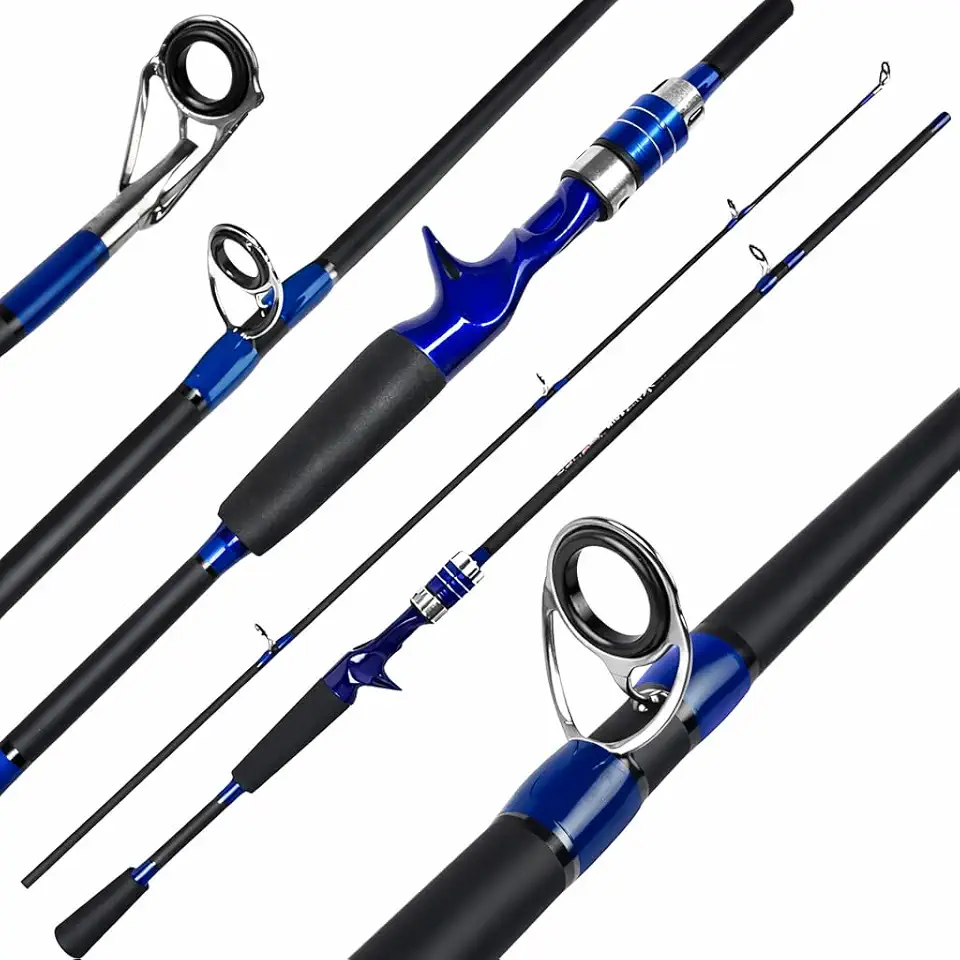 VARA DE PESCA PARA CARRETILHA CMIK EM CARBONO AZUL 6'0" (1,80M) 15-35LB - 2 PARTES - REFORCADA - PEIXES MEDIOS - ISCA ARTIFICIAL