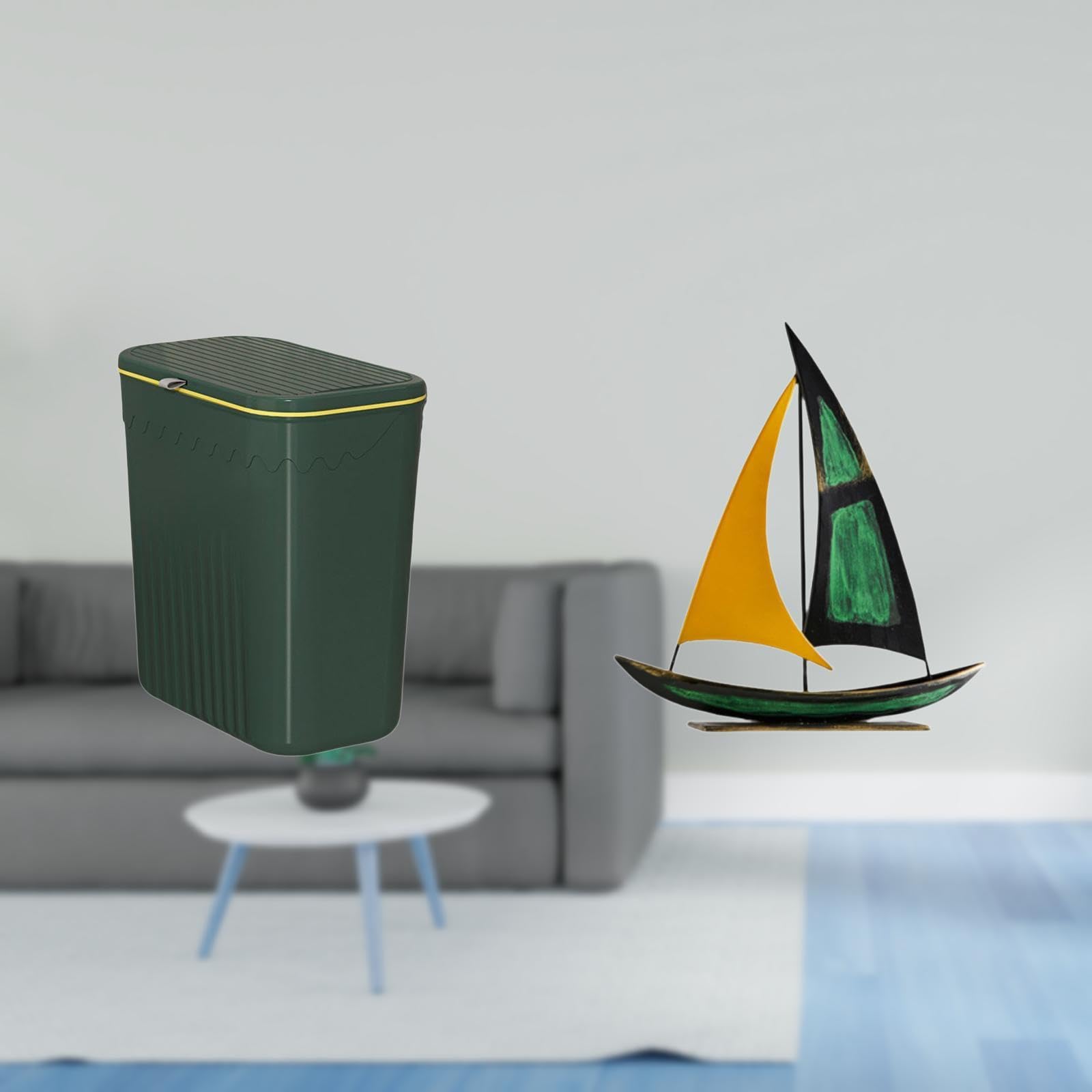 Enakshi®Space Saving Kitchen Trash Can Basket and Iron Sailboat Sculpture Tabletop Ornament for Toilet Craft Room Feng Shui DécorCollection Décorative Figurine for Table Centerpiece Desk Bookshelf-image-29
