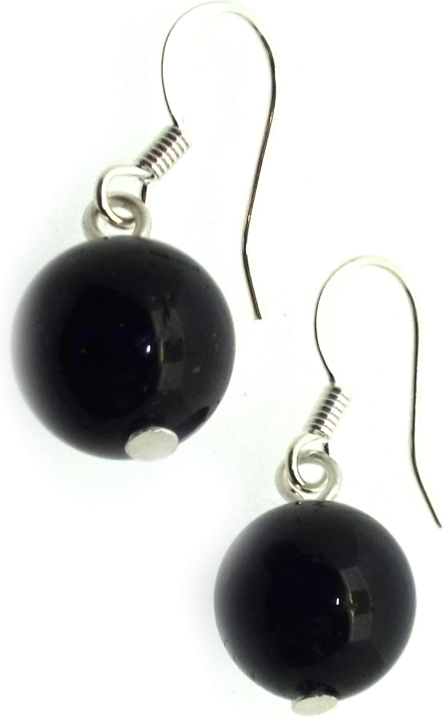 Black Tourmaline 10mm Gemstone Smooth Earrings