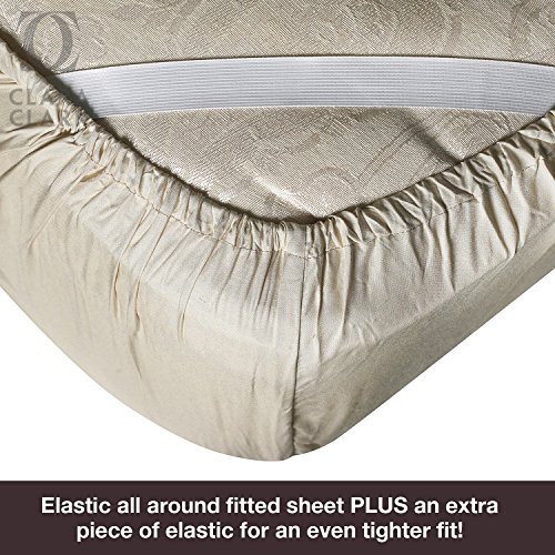 image for Clara Clark Bamboo Bed Sheet Set, Cream, Queen Size, 100% Rayon Made f