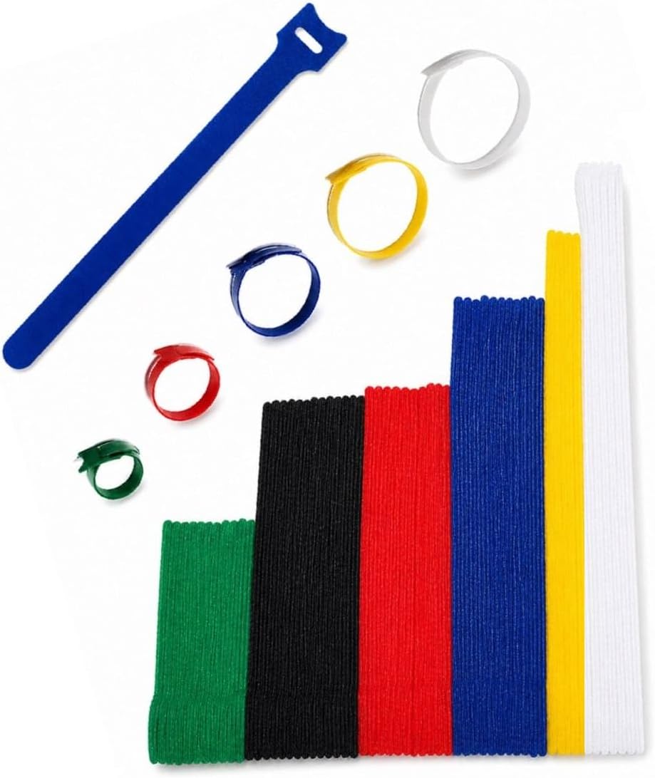 Assorted Reusable Cable Ties for Cords, 4 6 8 10 14 Inch, 140 PCS, 6 Colors, Hook And Loop Cable Ties, Cord Ties for Electronics & Cable Management, Wire Ties for Cord in Home, Office and Travel