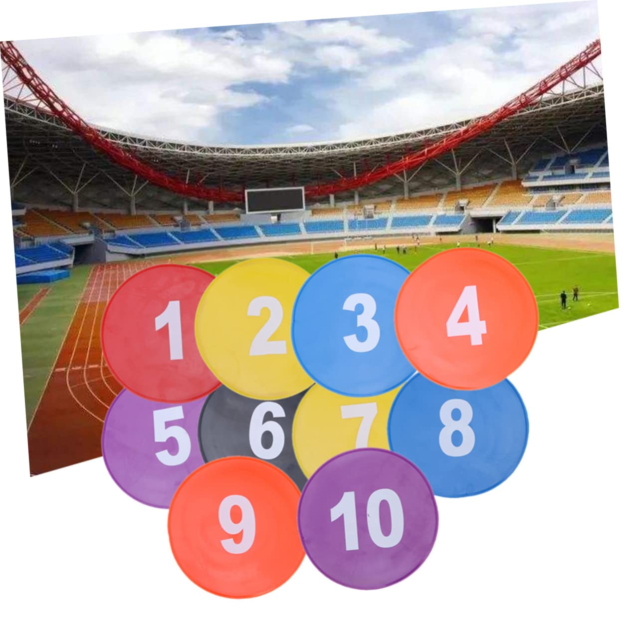 Healeved Marqueurs Plats Numérotés 11 Pièces Polyvinyle 23 Cm Différentes Couleurs Disques d'Entraînement pour -Ball Hockey