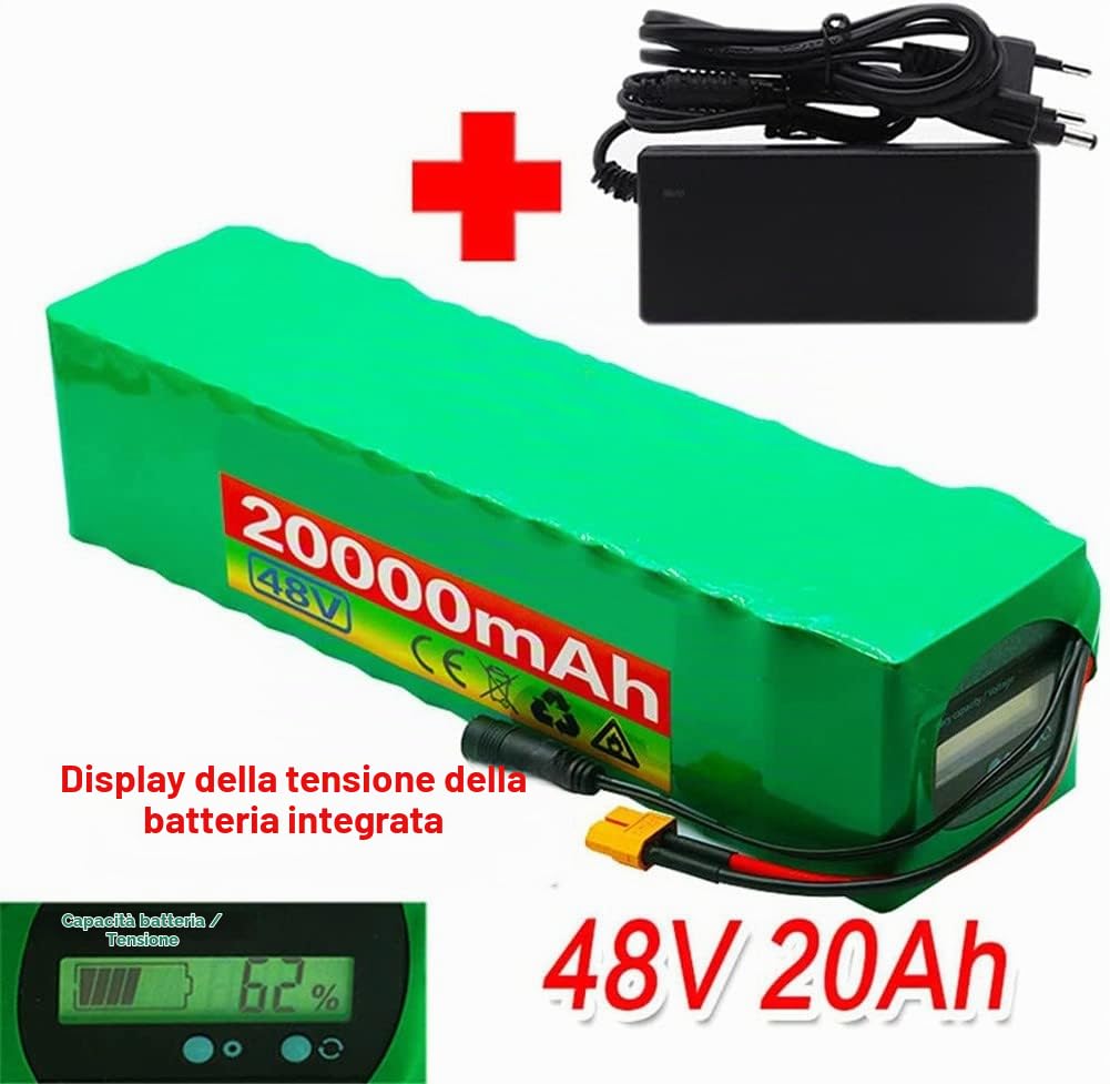 Batteria Alta Potenza Della Batteria, 48V 20Ah Batteria Per Bicicletta Elettrica, 20000Mah Batteria Ad Alta Capacità, Per Scooter Elettrico Elettrica Da E-Bike 48V 20Ah