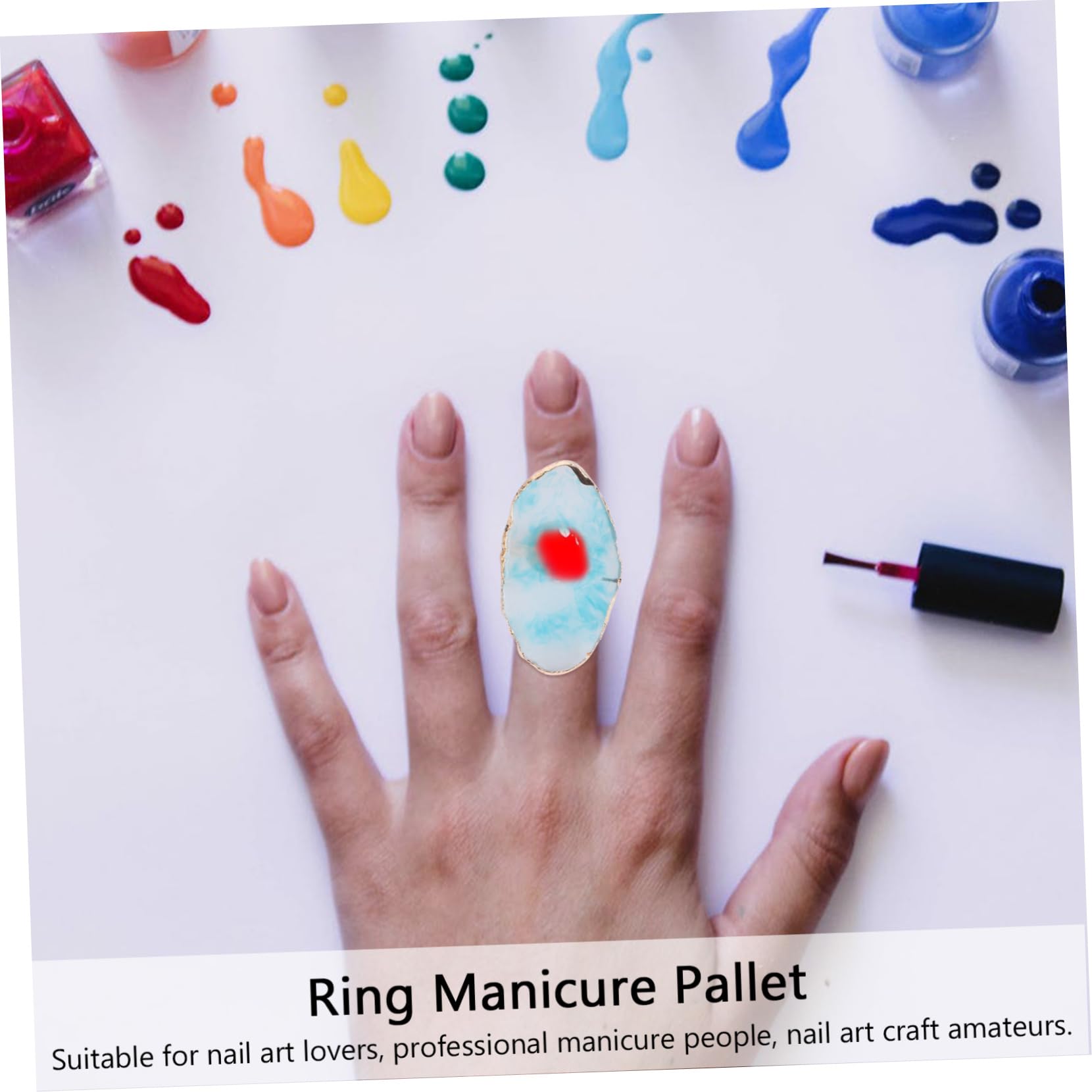 DOITOOL 12 Piezas Paleta De Anillos Paleta De Pintura De Uñas Placa De Mezcla De Arte De Uñas Bandeja para Mezclar Colores Bandeja De Maquillaje Anillo De Ónix Resina Anillo De Uñas Clavo