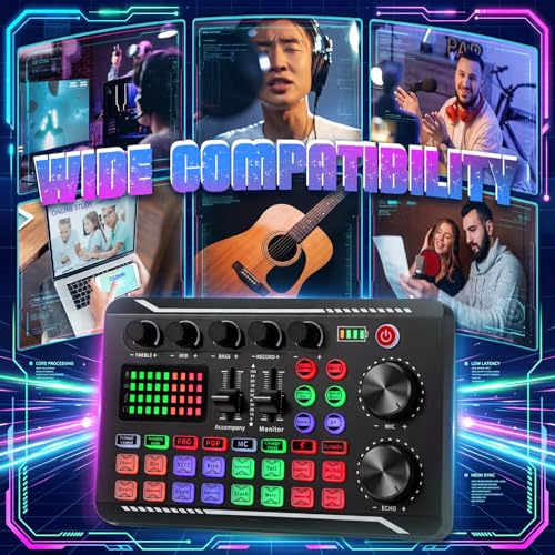 Image of 2 Pack Professional F998 Live Sound Card Audio Mixer Portable Podcast Audio Interface with Sound Effects & Voice Changer for Live Streaming, Recording, Gaming