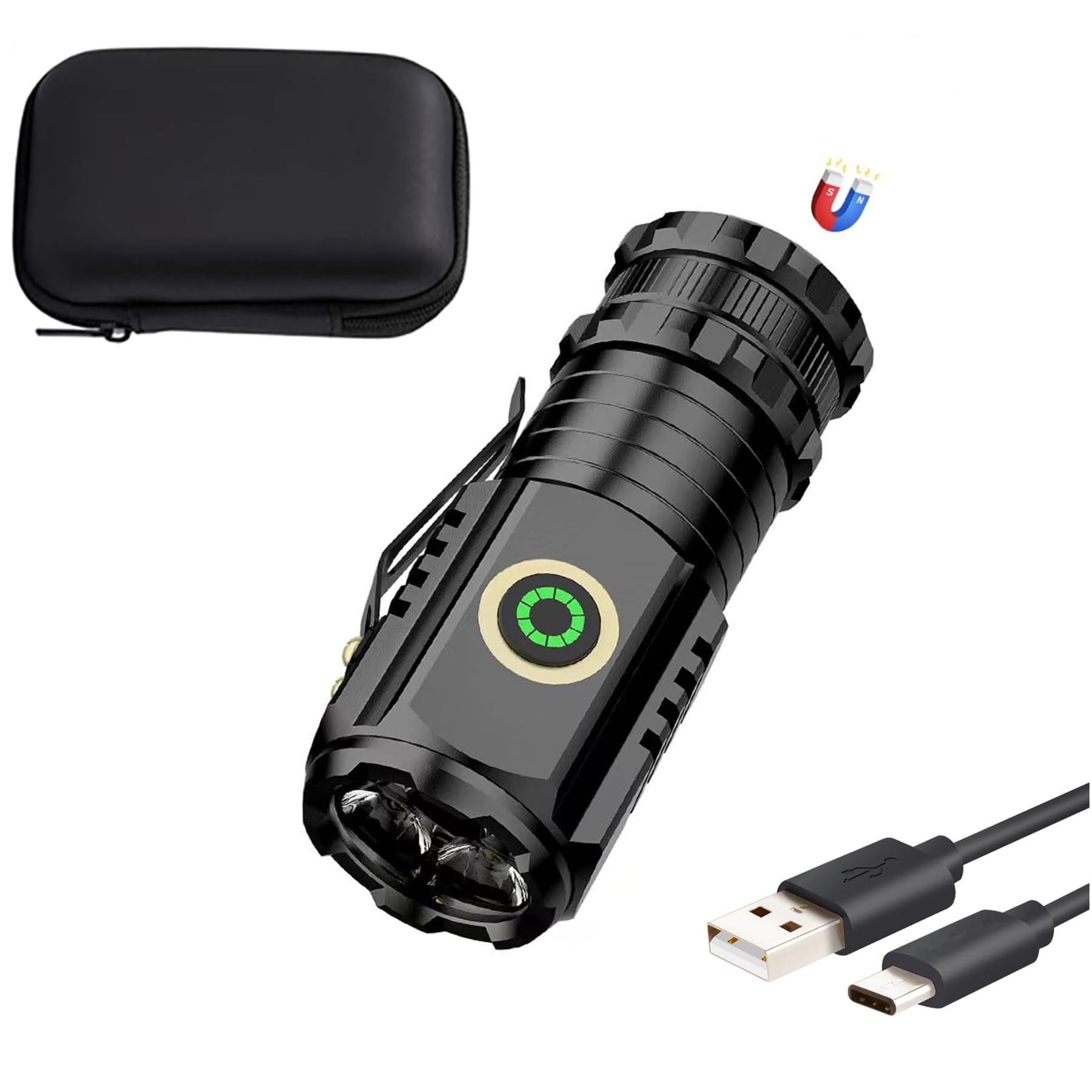 充電式懐中電灯 2000ルーメン EDC ポケット懐中電灯 クリップ付き高ルーメン 5つのモード 超明るい 小型フラッシュライト キ  Amazon.co.jp: 懐中電灯 高ルーメン 充電式ポケット懐中電灯 USB C 急速充電、ミニ懐中電灯、クリップ付き小型ポケット懐中電灯  、キャンプ ...