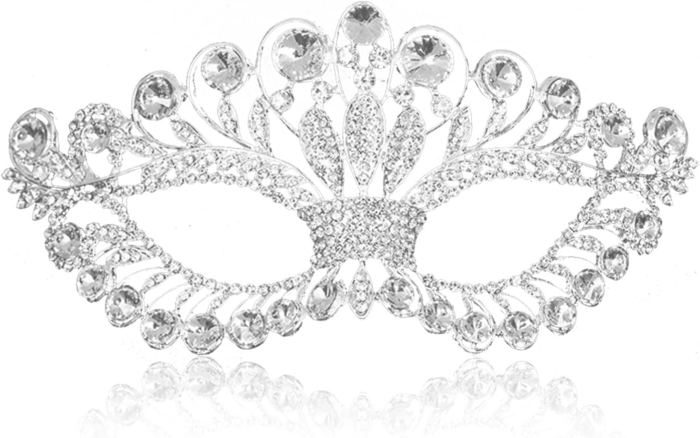 KASTWAVE Masquerade Mask, Luxury Diamond Rhinestone Fancy Mask, Quality Alloy Venetian Party Mardi Gras Masks, Party Crown Mask for Women Lady