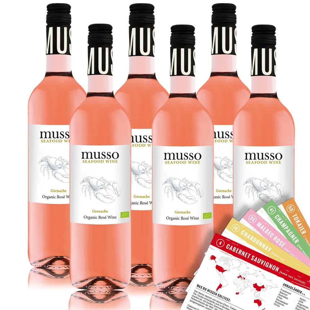 Musso Grenache Bio-Roséwein, trocken, sortenreines Weinpaket + VINOX Winecards (6x0,75l)