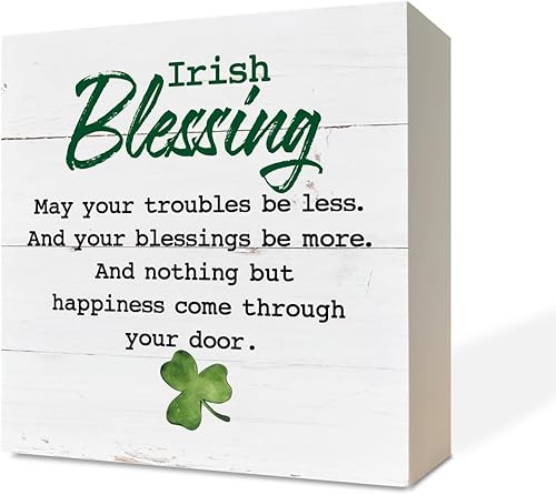 Miniatura 7 de Decoración del día de San Patricio, decoración de escritorio de caja de madera, letrero de caja de madera blanca, letrero de café irlandés, Día de