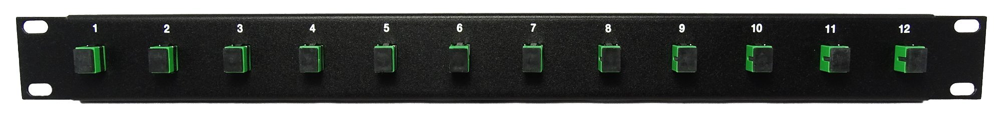 12 porte SC Fiber Patch Panel APC monomodale (accoppiatori verdi) (caricato 1u) 19"