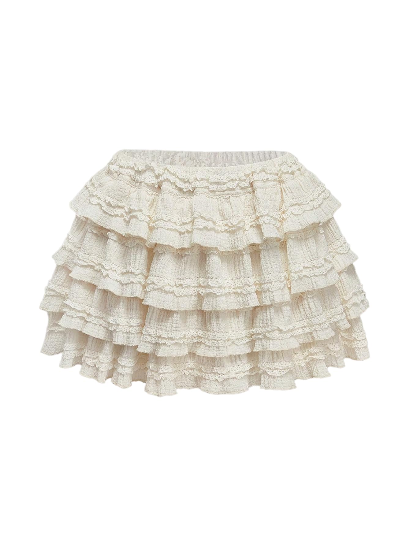 Womens Textured Mini Skirt Y2k Ruffle Layered Elastic Waist Coquette Skirts