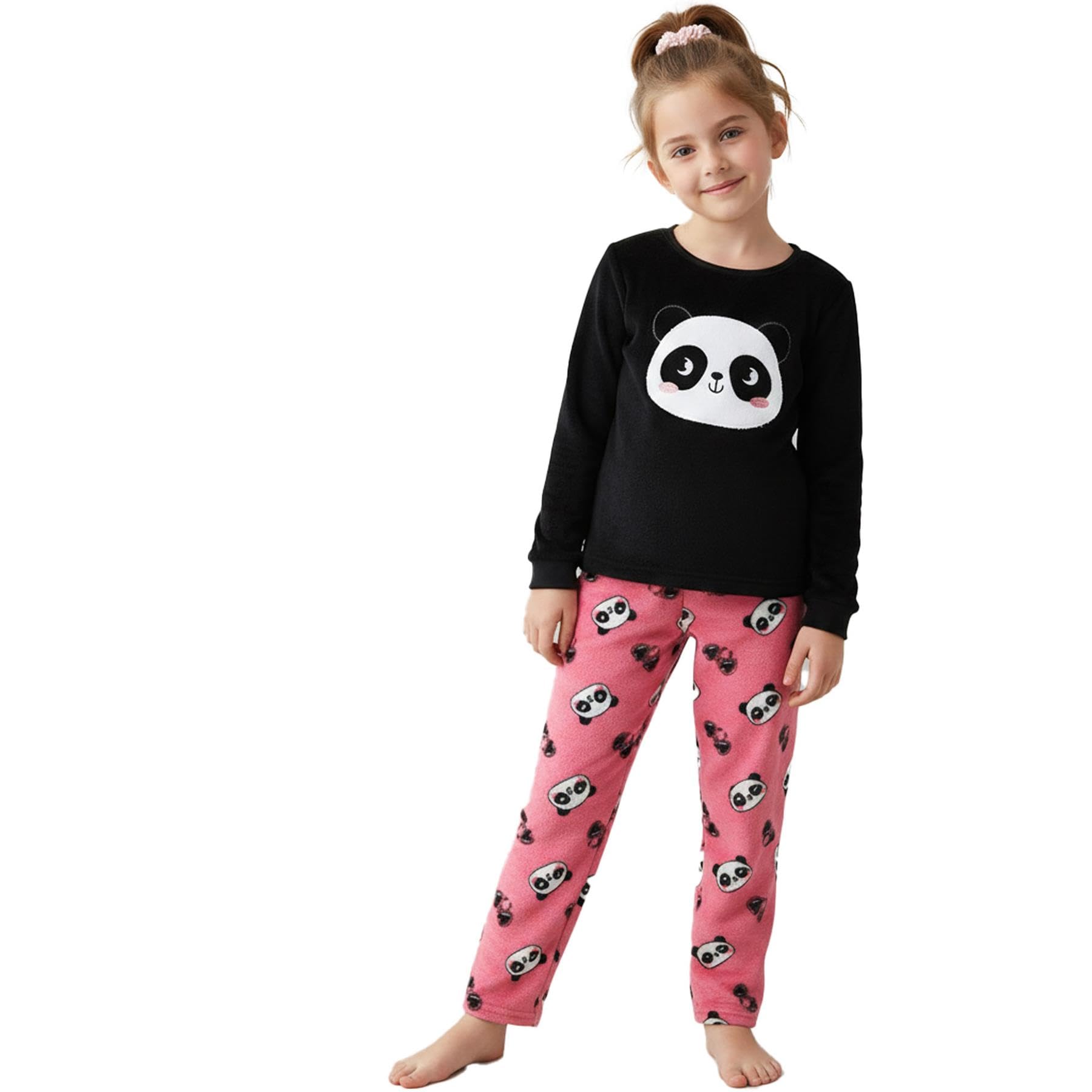 A2Z 4 Kids Bambine Pigiama 2 Pezzi Morbido Soffice Pigiama Abbigliamento da Casa Panda Accogliente Pigiama Completo Comodo Leggero Manica Lunga Top Pantaloni Pigiama Completo età 3-14 Anni