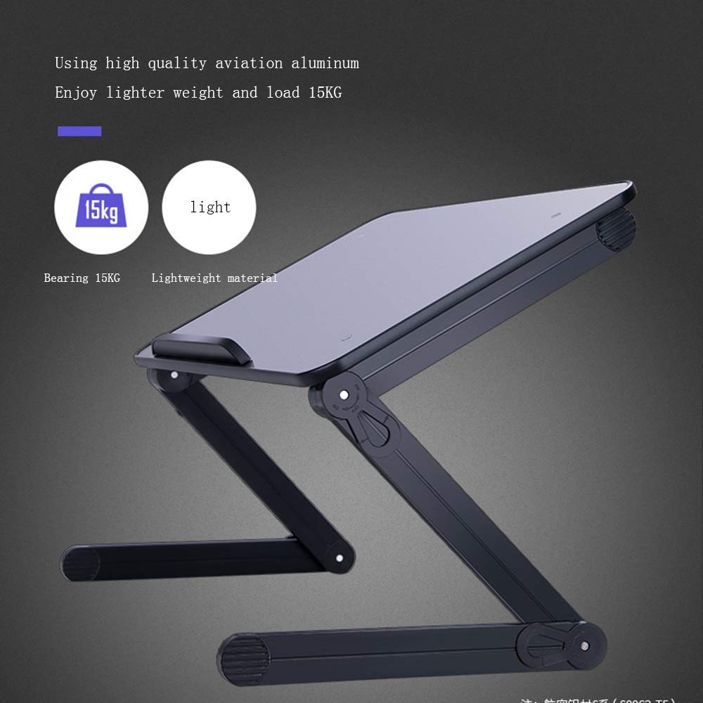 Mesa de Escritorio con Soporte for Computadora Portátil, Mesa de Cama Plegable Mesa de Escritura Ajustable Mesa Pequeña Soporte for Tableta Portátil con Mouse Agrandado Negro Blanco