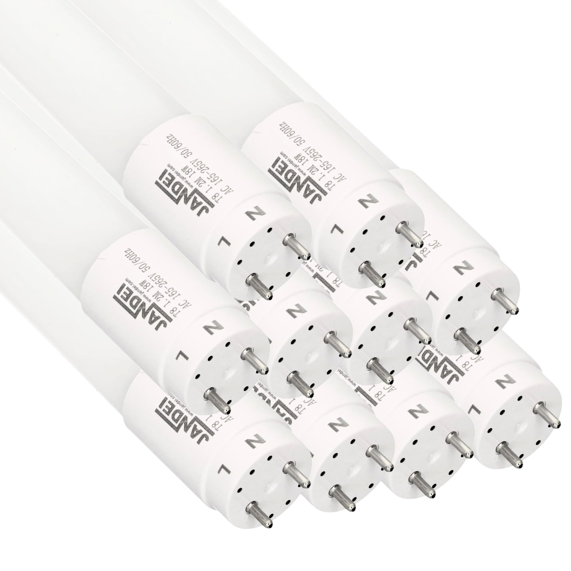 Jandei - Pack 10 Tubo LED 120cm 18W, Blanco Frío 6000K, 2520 Lúmenes, Standard T8 Conector G13, Reemplaza Neón Fluorescente 36W, Cebador LED Incluido, Conexión 1 Lado