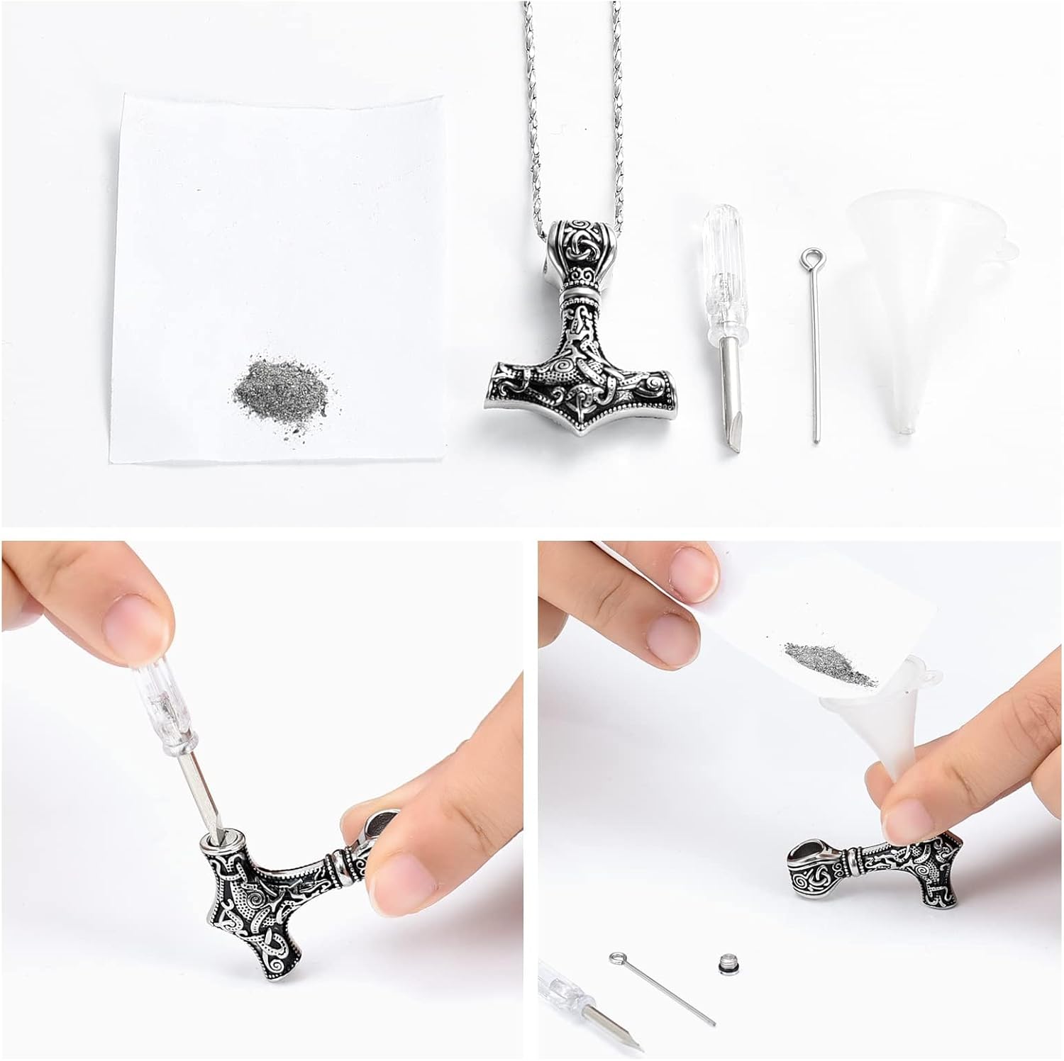 Mjolnir Thors Hammer Cremation Jewelry Urn Necklaces for Ashes for Men Women Celtic Knot Nordic Viking Memorial Human/Pet Ash Pendant Necklaces for Ashes Locket keepsakes Jewelry - Image 5