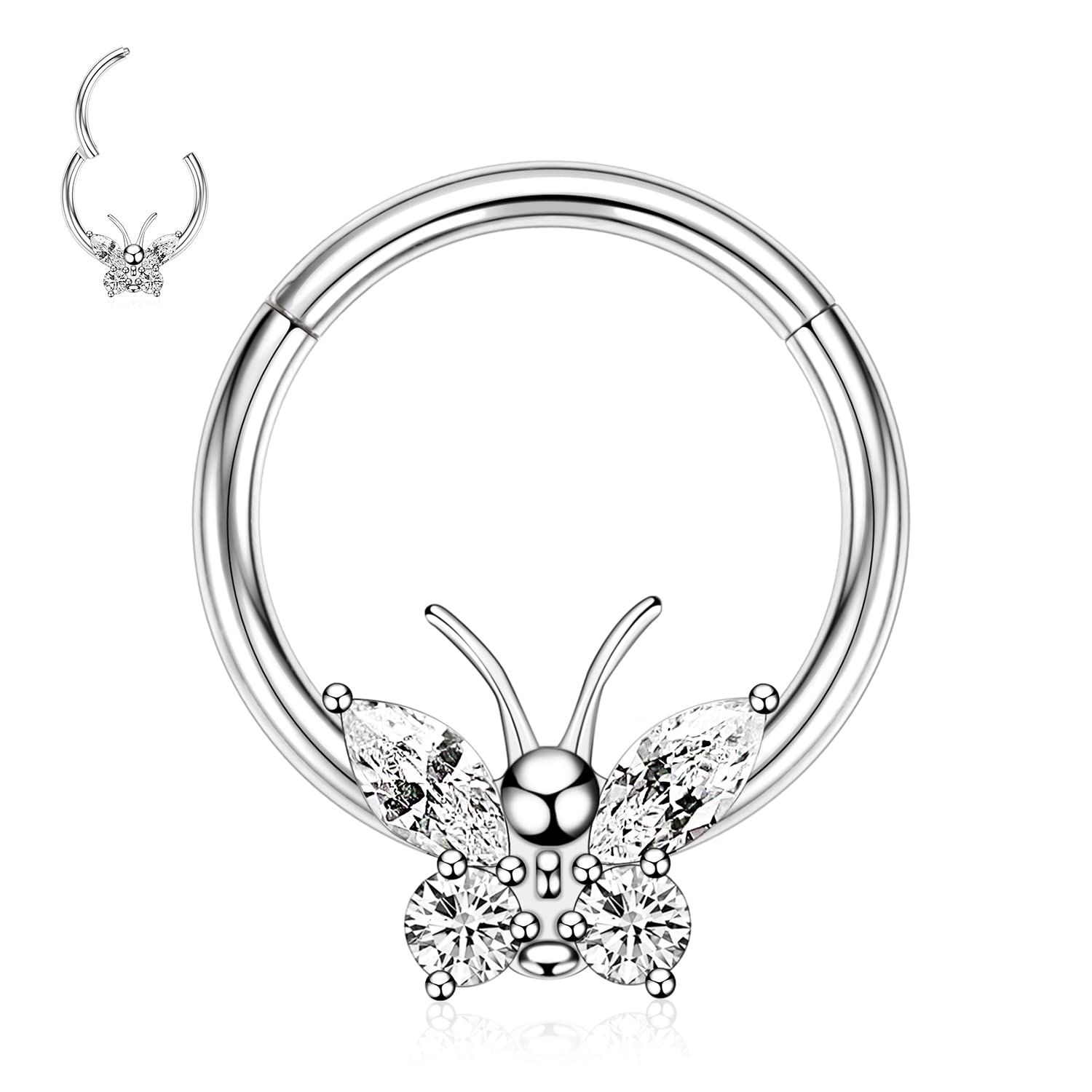 hengkaixuan Unique Animal Shape Septum Nose Ring Septum Jewellery 16G Daith Earrings Surgical Steel Nose Hoop Septum Clicker Conch Piercing Jewellery Rook Helix Tragus Cartilage Lobe Hoop Earring — view 25