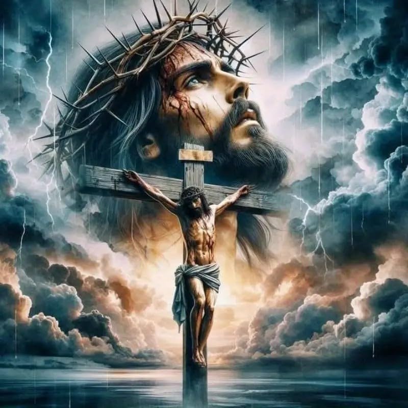 Image of ARPADAMO Diamond Art Kits for Adults,5D Jesus Diamond Painting DIY Religion Diamond Art Diamond Painting Kits for Adult,Round Full Drill Diamonds, Diamond Art Kits for Home Decor-12x12inch