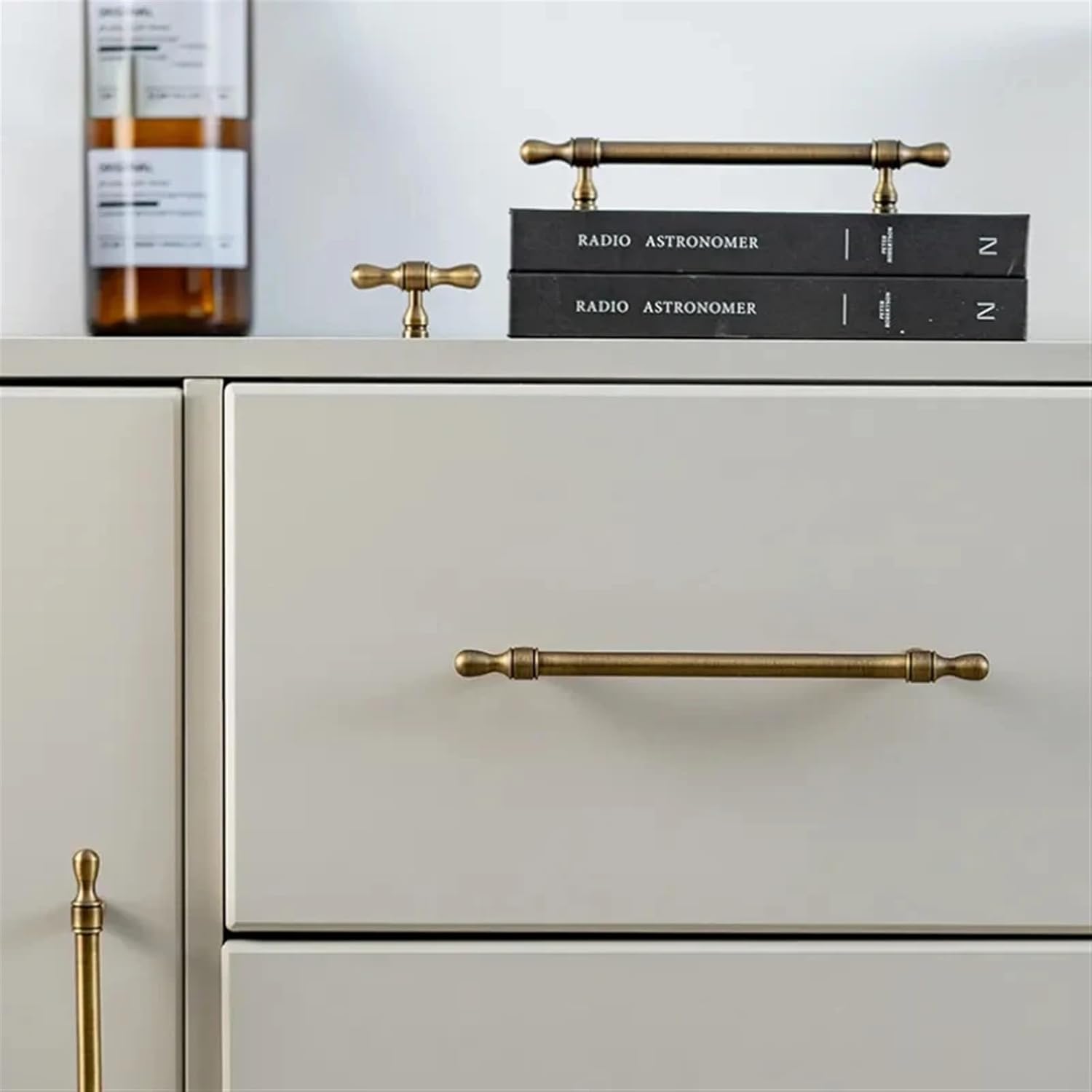 Antique Brass Cabinet Handles and Knobs Drawer Pulls Kitchen Cupboard Handles for Furniture Wardrobe Bedroom Drawers Hardware 1Pcs (Color : C-5853-160-Bronze)