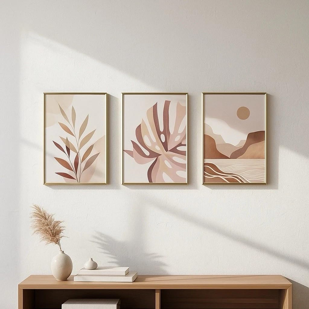awtrhfc Art Boho Abstract Botanical Gold for Living Room Home Decor Wall Art Prints Ideal(20x30cm(8x12in) x3/No frame)