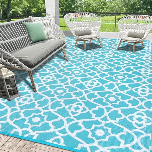 HEBE Outdoor Rug Waterproof 9x12, Plastic Straw Rug Camping Rug,