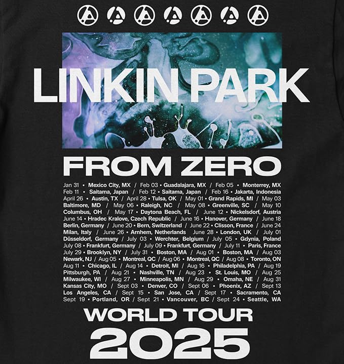 Linkin Park Unisex-Adult Zero Official Merch Swirl Tour T-Shirt4