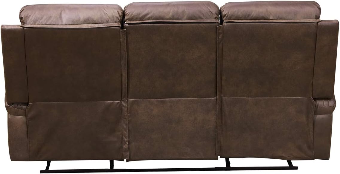 Betsy Furniture Microfiber Fabric Recliner Sofa Set Living Room Set in Brown 8065 (Sofa)