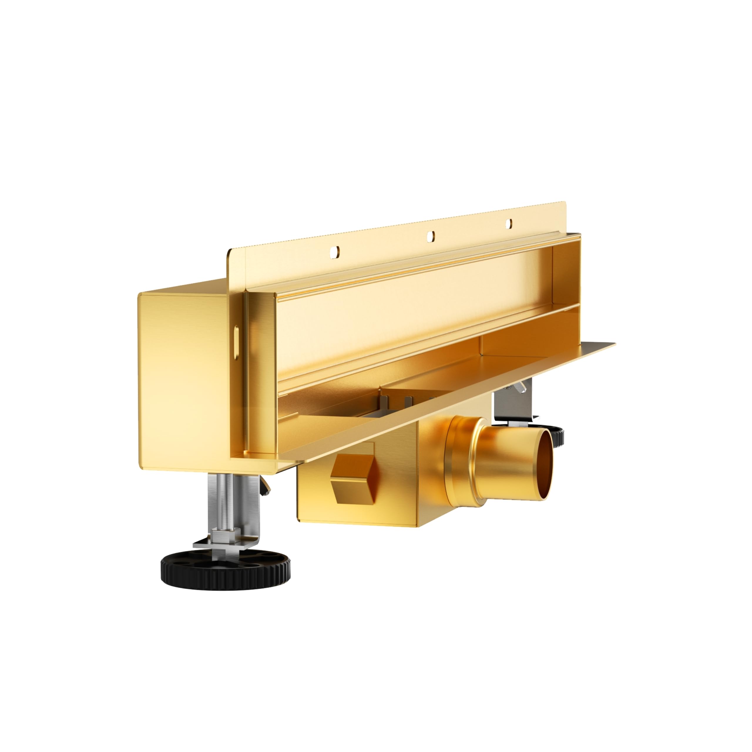 Canaleta de Ducha Kit Completo 80 cm Dorado Desagüe de Pared para Ducha - Canal de Drenaje Plano con Filtro para Pelo - W-Drain Next 2en1 Sifón Antiolores