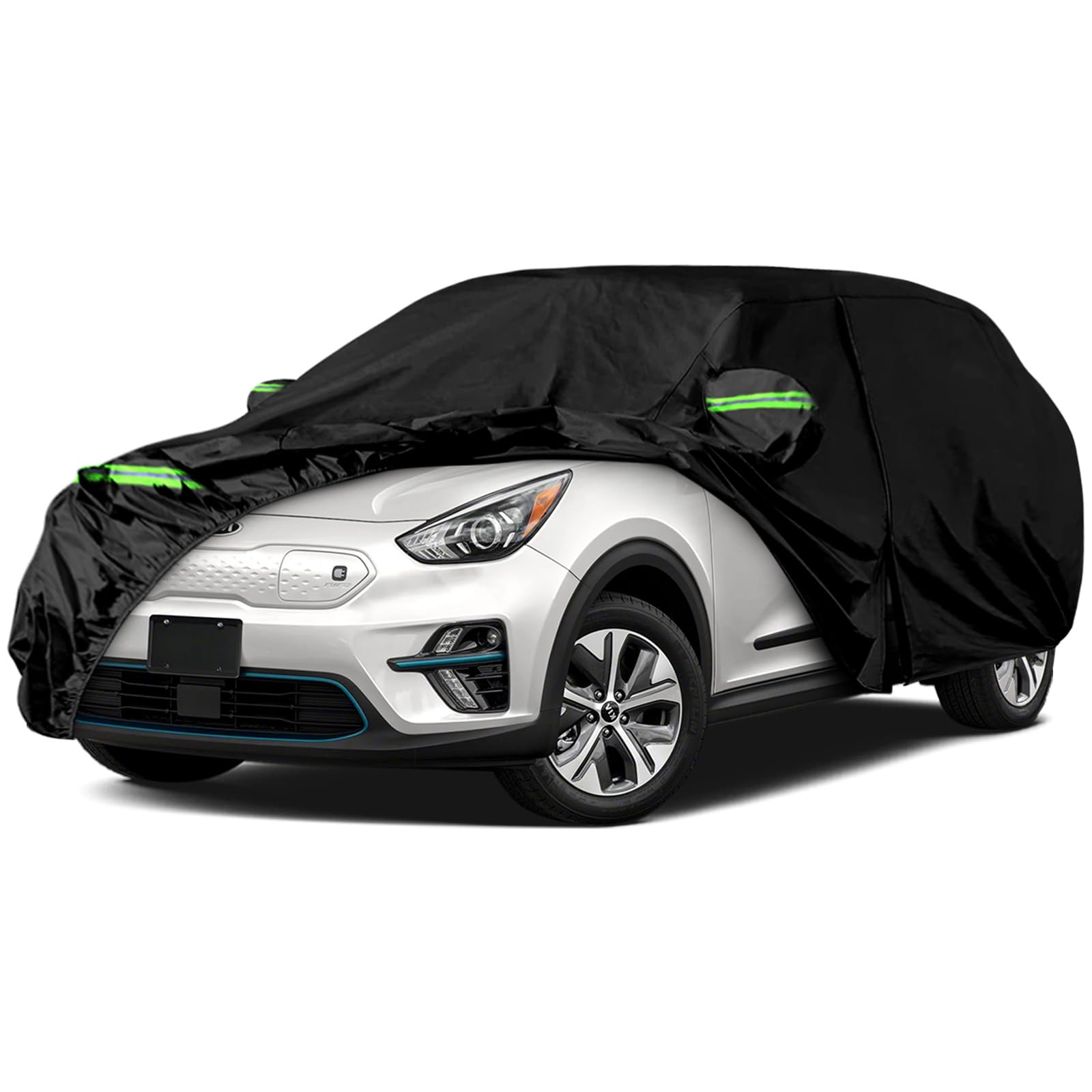 SAPUBK Waterproof Car Cover Compatible with Kia NIRO (2018-2022) 210T All Weather Black Covers Plus Cotton Inner with Zipper&Charging Hole for Car Dust Snow Rain Protection