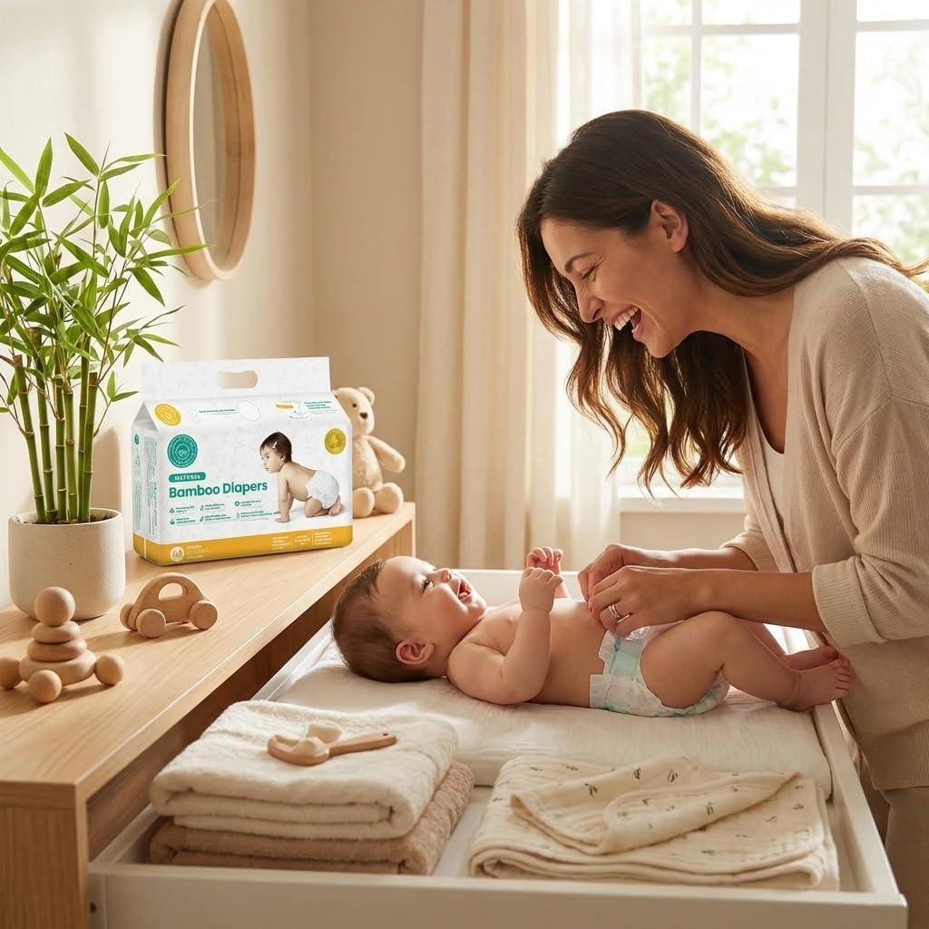 Little Toes Patented Natural Disposable Viscose Diapers ǀ Day and Overnight Diapers ǀ Sustainable ǀ Size 2-3 Medium | 36 Pack