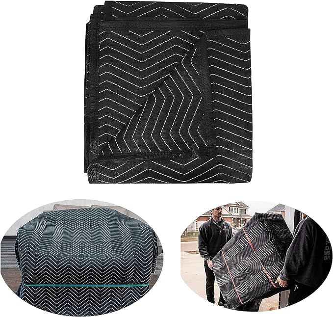 Image of Moving Blankets Heavy Duty Professional Packing Blanket for Moving Environmental Supplies Pack of (4, (72 * 80)-Black)