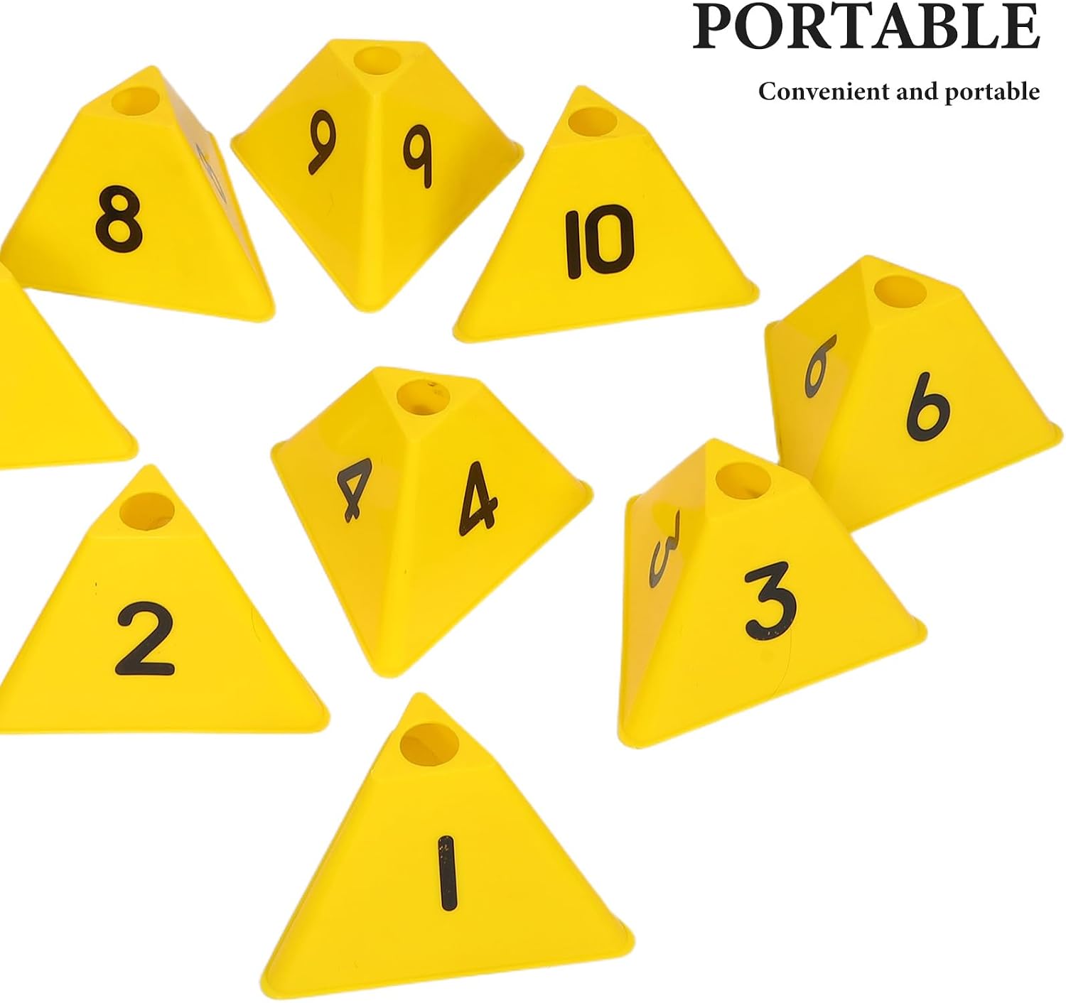 CLISPEED 10pcs Numbered Training Markers Cones - Soccer Agility Field Markers Football Basketball Outdoor Sports Drills Equipment Yellow