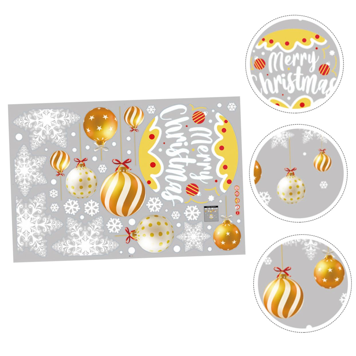 PRETYZOOM 5 Blätter Statische Weihnachtsaufkleber Urlaub Selbstklebender Aufkleber Schneeflocken-fensteraufkleber Weihnachtskugel Fenster Haftet Weihnachts-schneeflocken-aufkleber Pvc