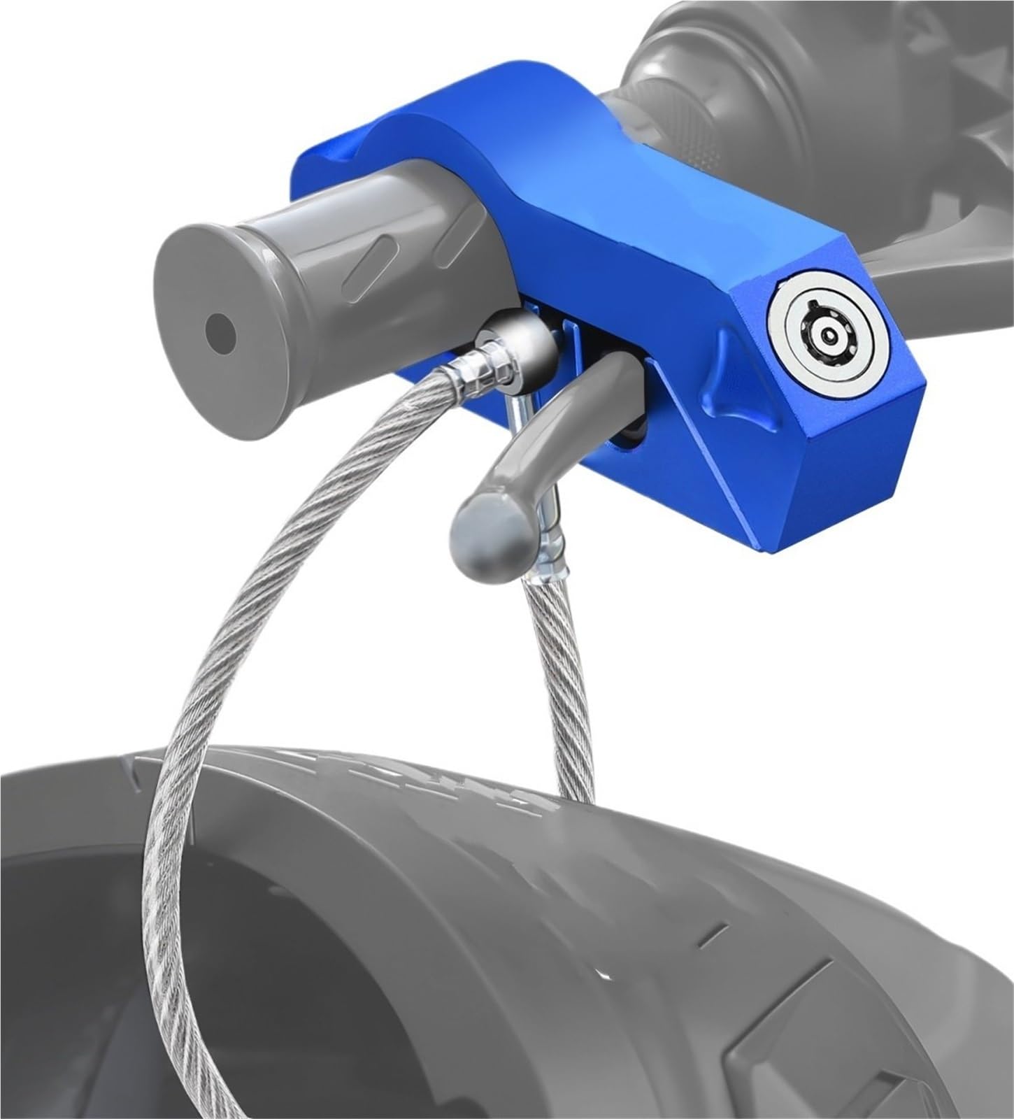 Hdrtcbu Blue Chain Lock Motorcycle Handlebar Lock Helmet Brake Anti-Theft Grip Combo Bicycle Security Equipment Adjustable Motorbike Lock(Blue)