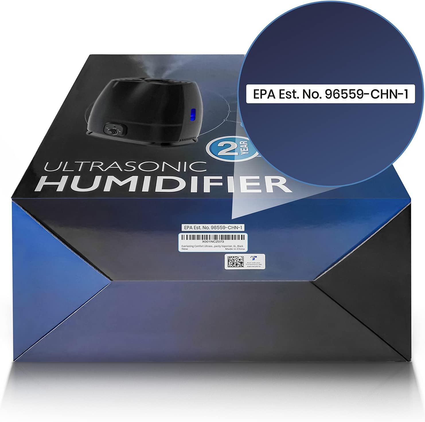 Everlasting Comfort Cool Mist Humidifier for Bedroom (6L) - Filterless, Quiet, Ultrasonic - Large Room Home Air Diffuser with Essential Oil Tray (Black) : Home & Kitchen