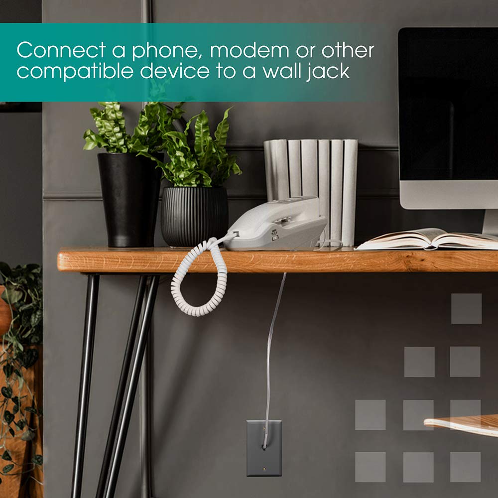 Power Gear Telefonleitungskabel, 7,6 m, Telefonkabel, modulare Klinkenenden, funktioniert für Telefon, Modem oder Faxgerät, für den Einsatz zu Hause oder im Büro, Satin, 46068 Grau