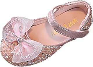 Moda primavera e verão meninas sandálias vestido dança performance princesa sapatos de lantejoulas strass malha laço cor sólida confortável verão criança menina sapatos (rosa, 10,5 bebê)